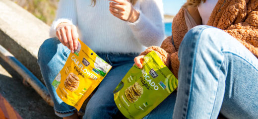 Two friends eating chips together